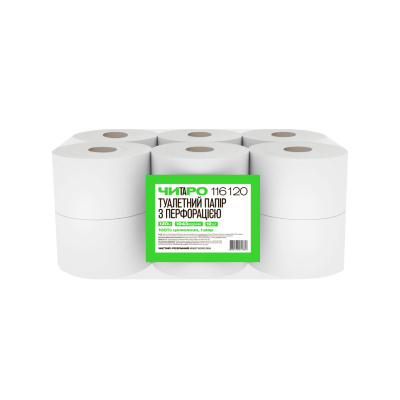 Туалетний папір ЧИТАРО в рулонах Mini Jumbo, білий, 1 шар, 120 м, 1043 відриви, 1 рулон