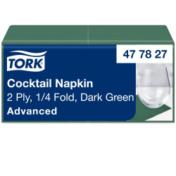 Коктейльні серветки Tork Advanced, зелені, 2 шари, 24х24 см, 200 шт