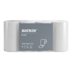 Туалетний папір Katrin Plus в стандартних рулонах, білий, 3 шари, 150 відривів, 8 рулонів