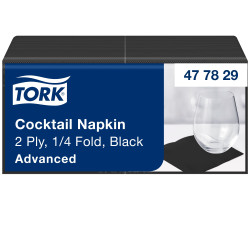 Коктейльні серветки Tork Advanced, чорні, 2 шари, 24х24 см, 200 шт