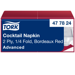 Коктейльні серветки Tork Advanced, бордо, 2 шари, 24х24 см, 200 шт