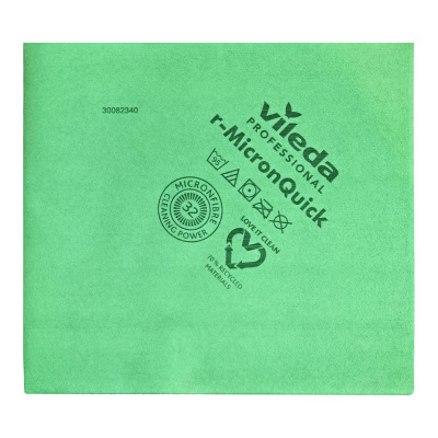 Серветка з мікроволокна Vileda Professional р-МікронКвік для прибирання, зелена, 40x38 см, 1 шт