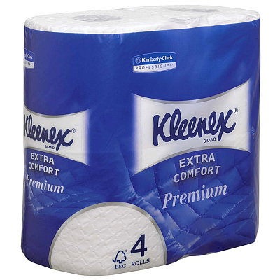 Туалетний папір Kimberly-Clark Kleenex Premium в стандартних рулонах, білий, 4 шари, 160 відривів, 4 рулони