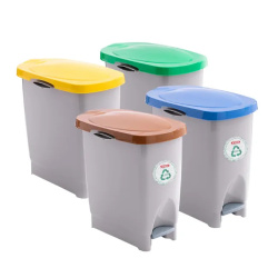 Корзина для сміття Jofel Ecobin з педаллю, біла з зеленою кришкою, 22 л