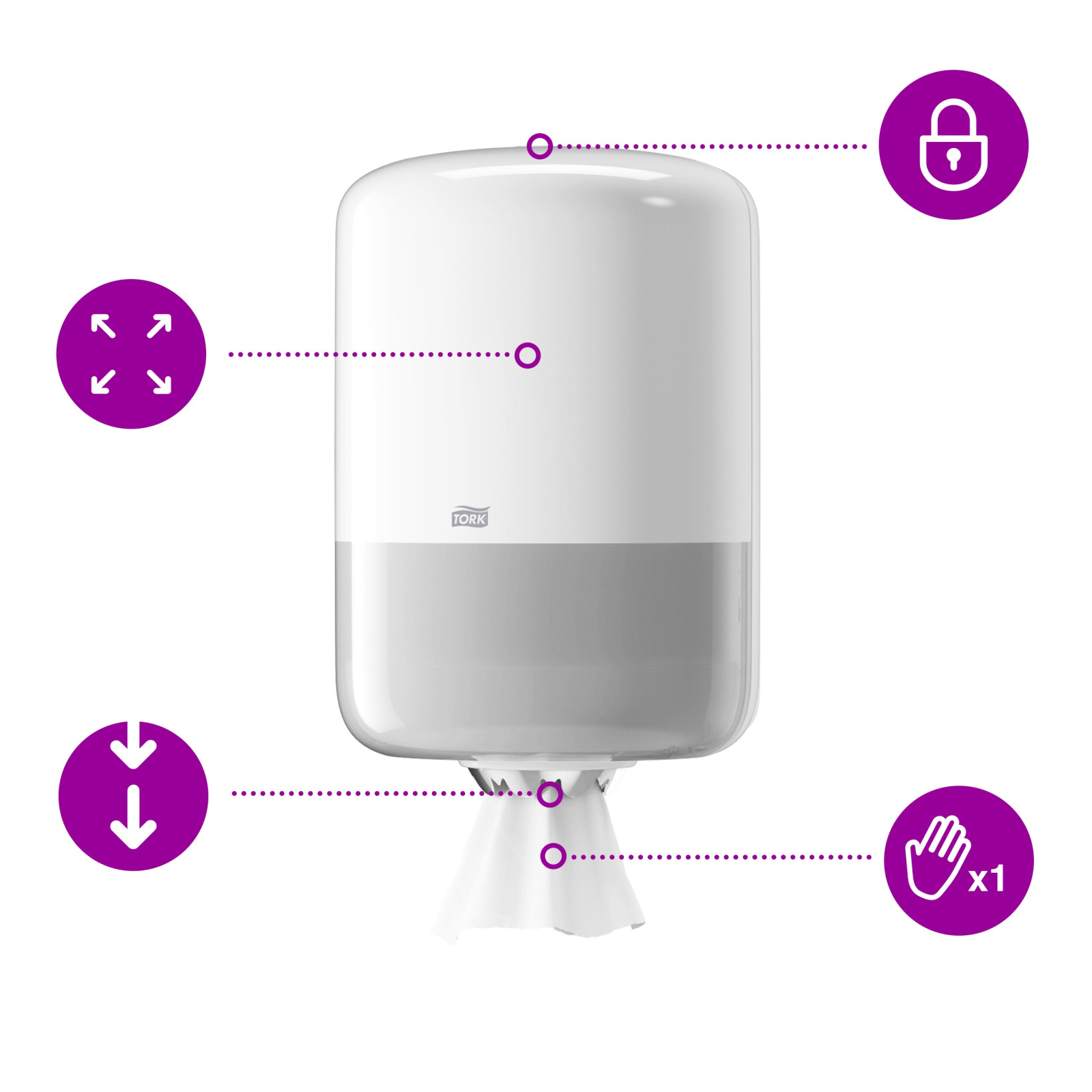 Диспенсер Tork Elevation для рушників в рулонах з центральною витяжкою, білий