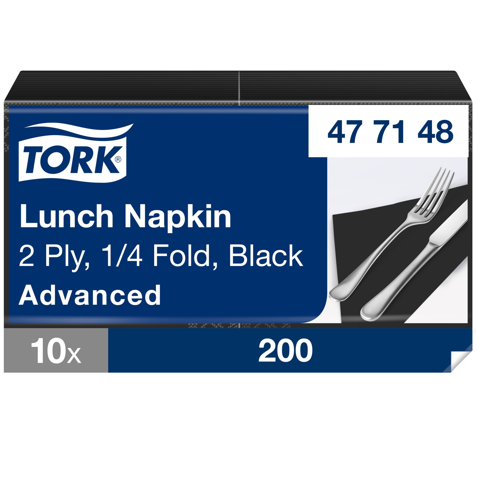 Обідні серветки Tork Advanced, чорні, 2 шари, 33х33 см, 200 шт