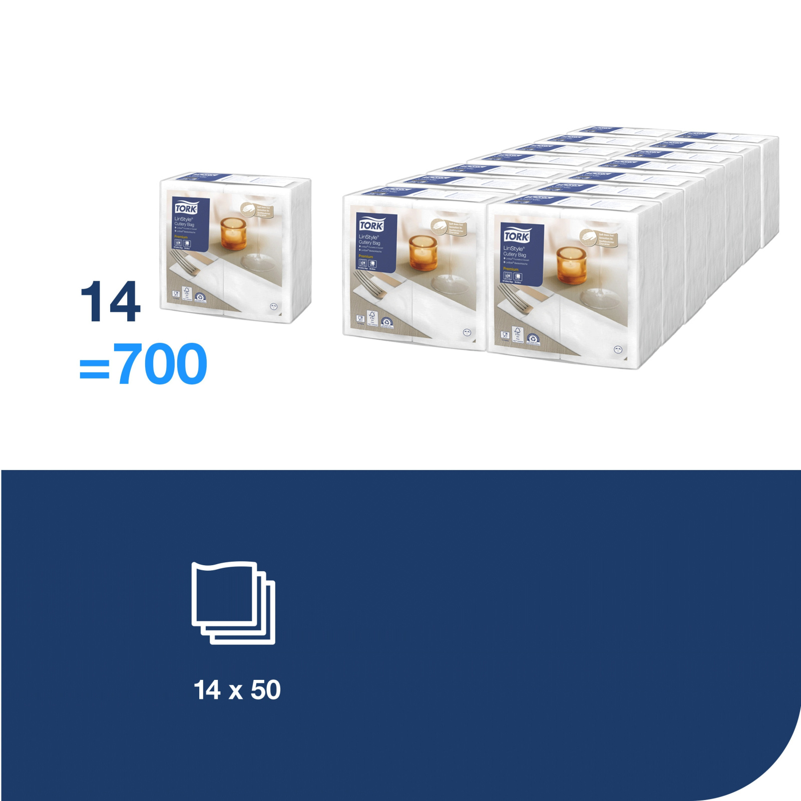 Конверти для столових приборів Tork LinStyle Premium, білі, 1 шар, 50 шт