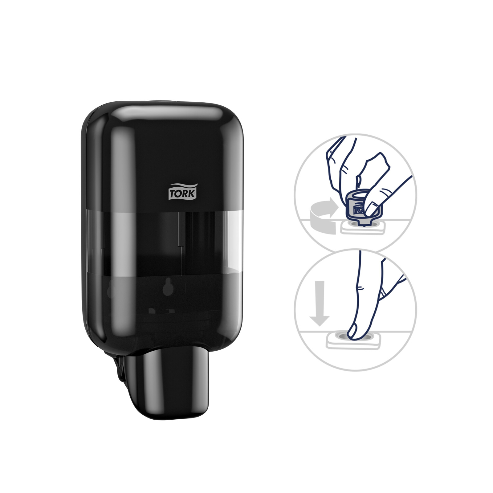 Диспенсер Tork Elevation Міні для мила та дезінфікуючих засобів, чорний, 525 мл