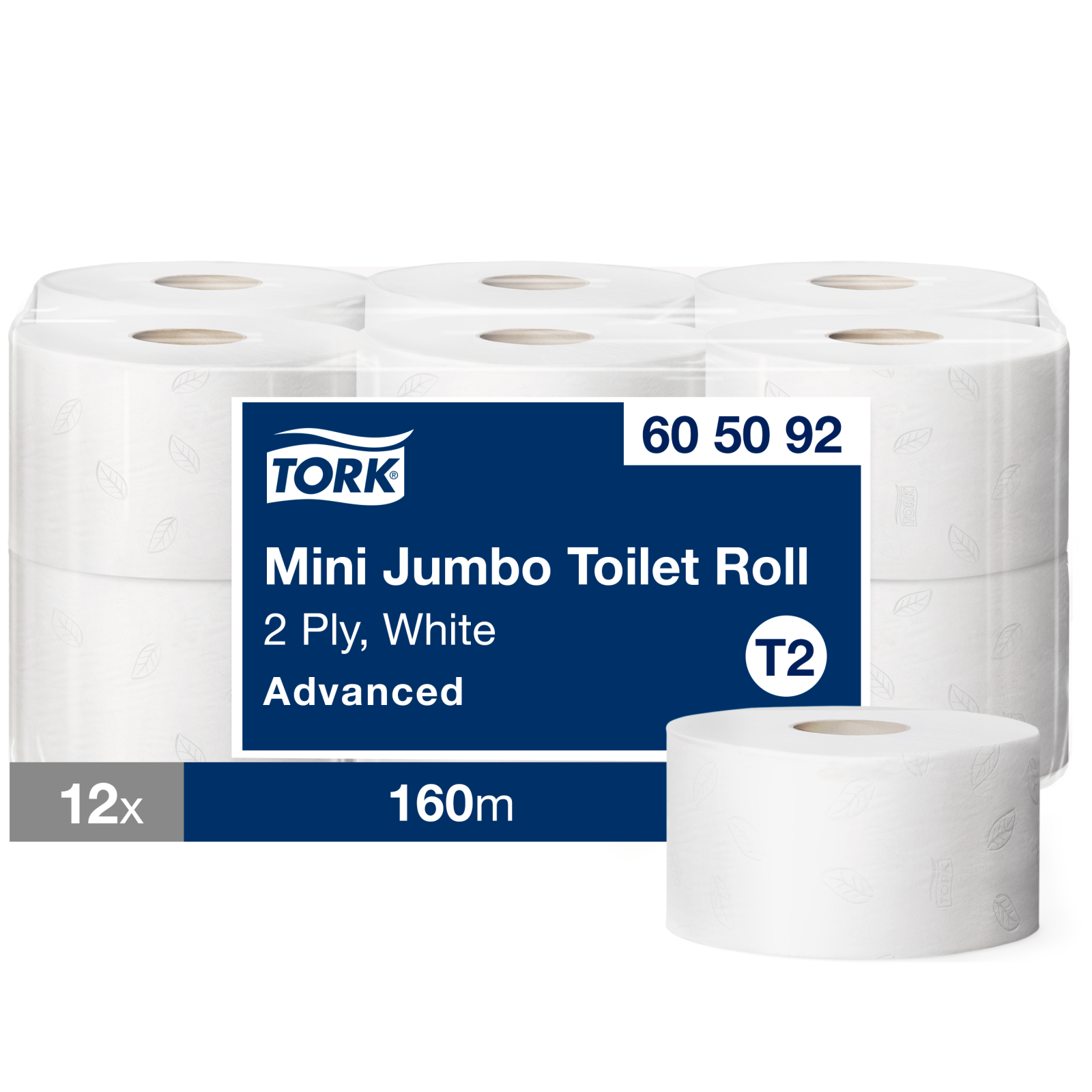 Туалетний папір Tork Advanced в рулонах Mini Jumbo, білий, 2 шари, 160 м, 1 рулон
