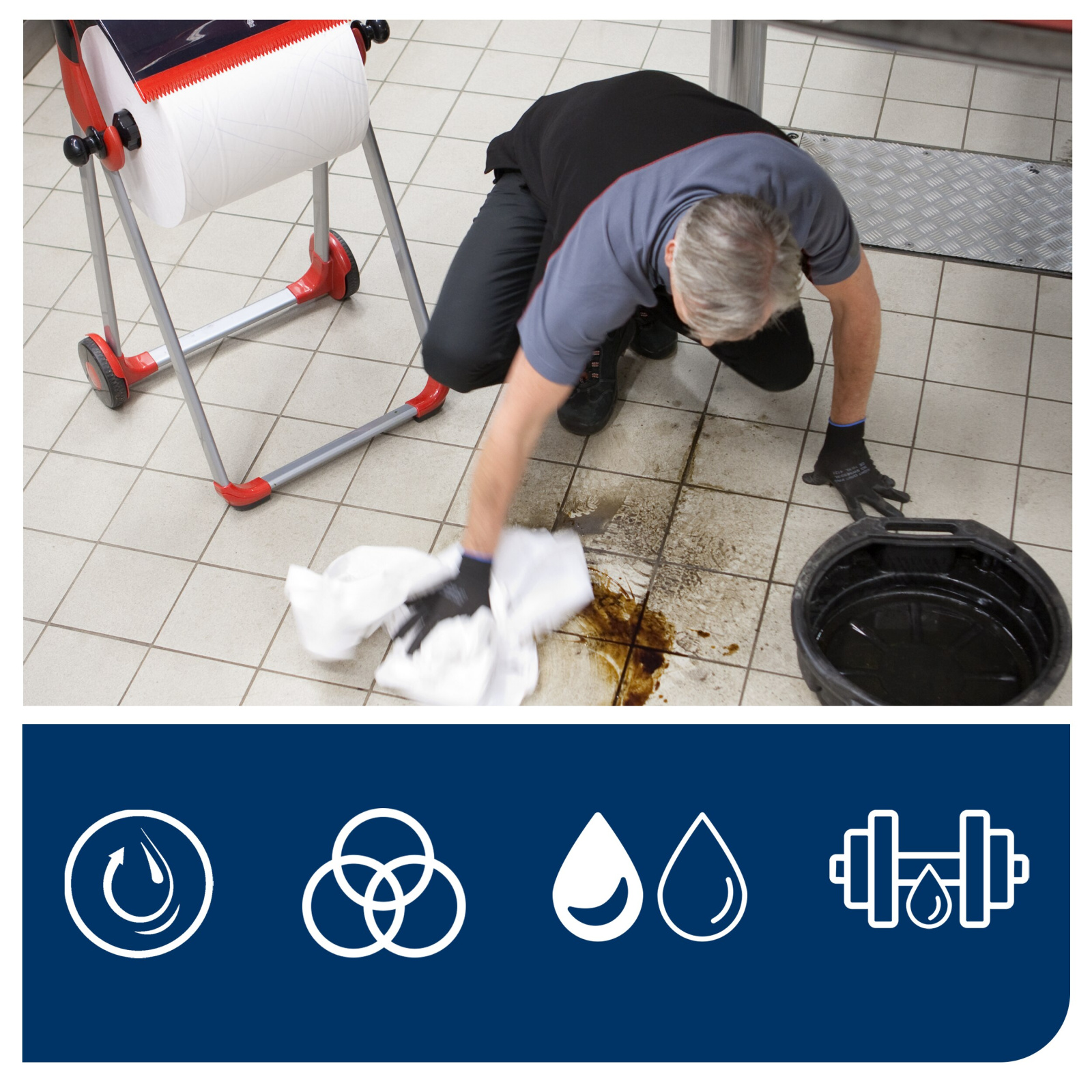 Папір для протирання в рулонах Tork Advanced підвищеної міцності, білий, 2 шари, 170 м, 500 листів, 1 рулон