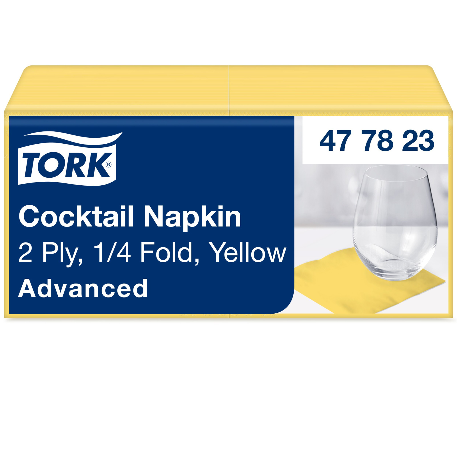 Коктейльні серветки Tork Advanced, жовті, 2 шари, 24х24 см, 200 шт