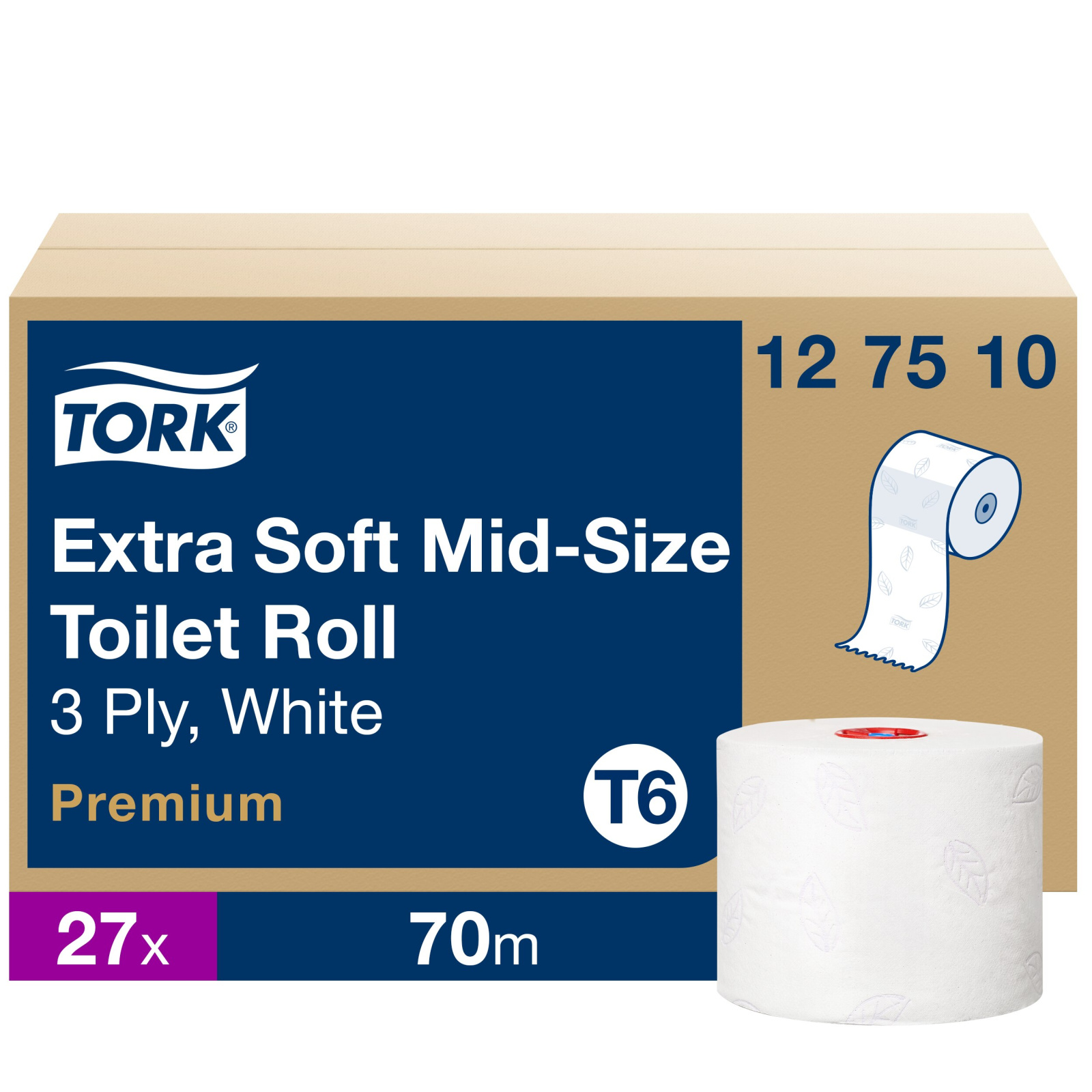 Туалетний папір Tork Premium Extra Soft в міді рулонах, білий, 3 шари, 70 м, 1 рулон