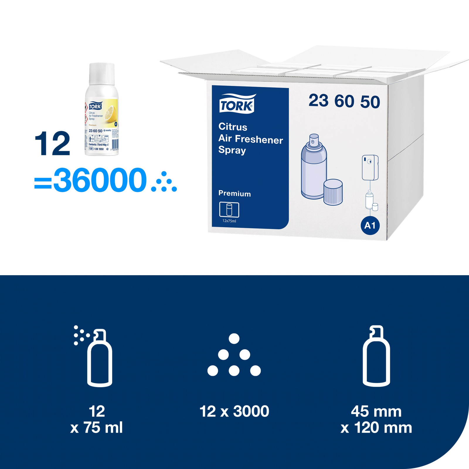 Аерозольний освіжувач повітря Tork Premium з цитрусовим ароматом, 75 мл, 3000 порцій
