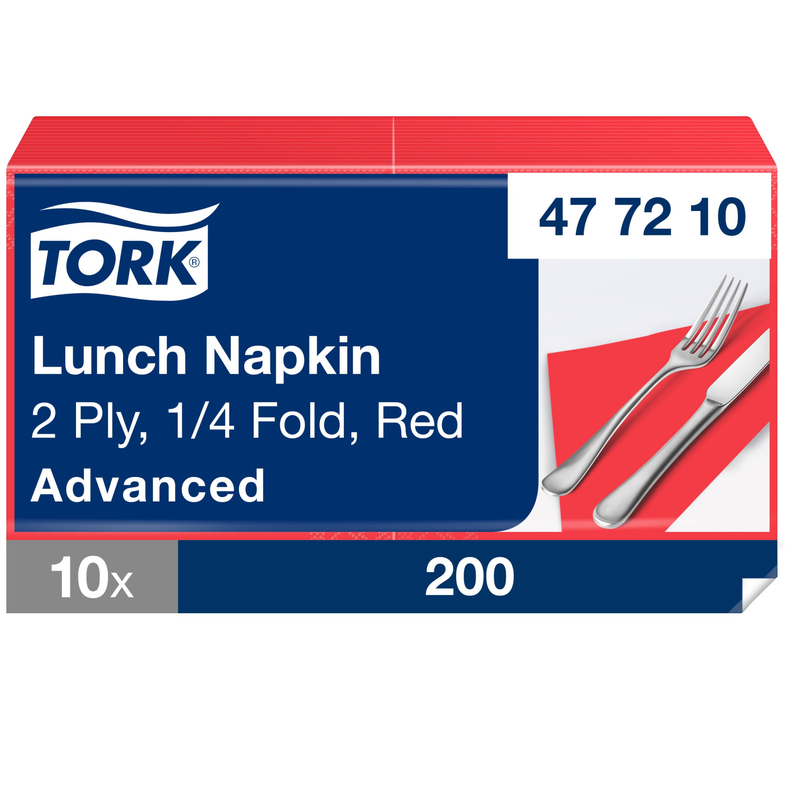 Обідні серветки Tork Advanced, червоні, 2 шари, 33х33 см, 200 шт