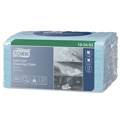 Безворсовий нетканий матеріал для протирання в серветках Tork Premium, блакитний, 75 листів