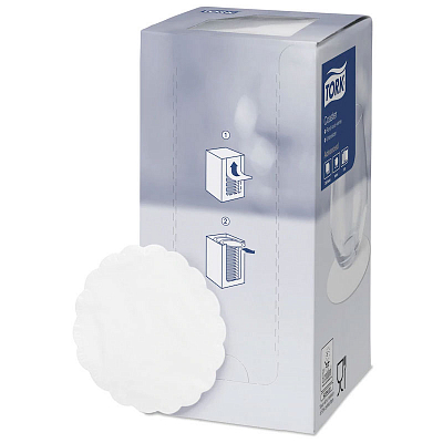 Костери Tork Advanced паперові, білі, зубчатий край, 250 шт