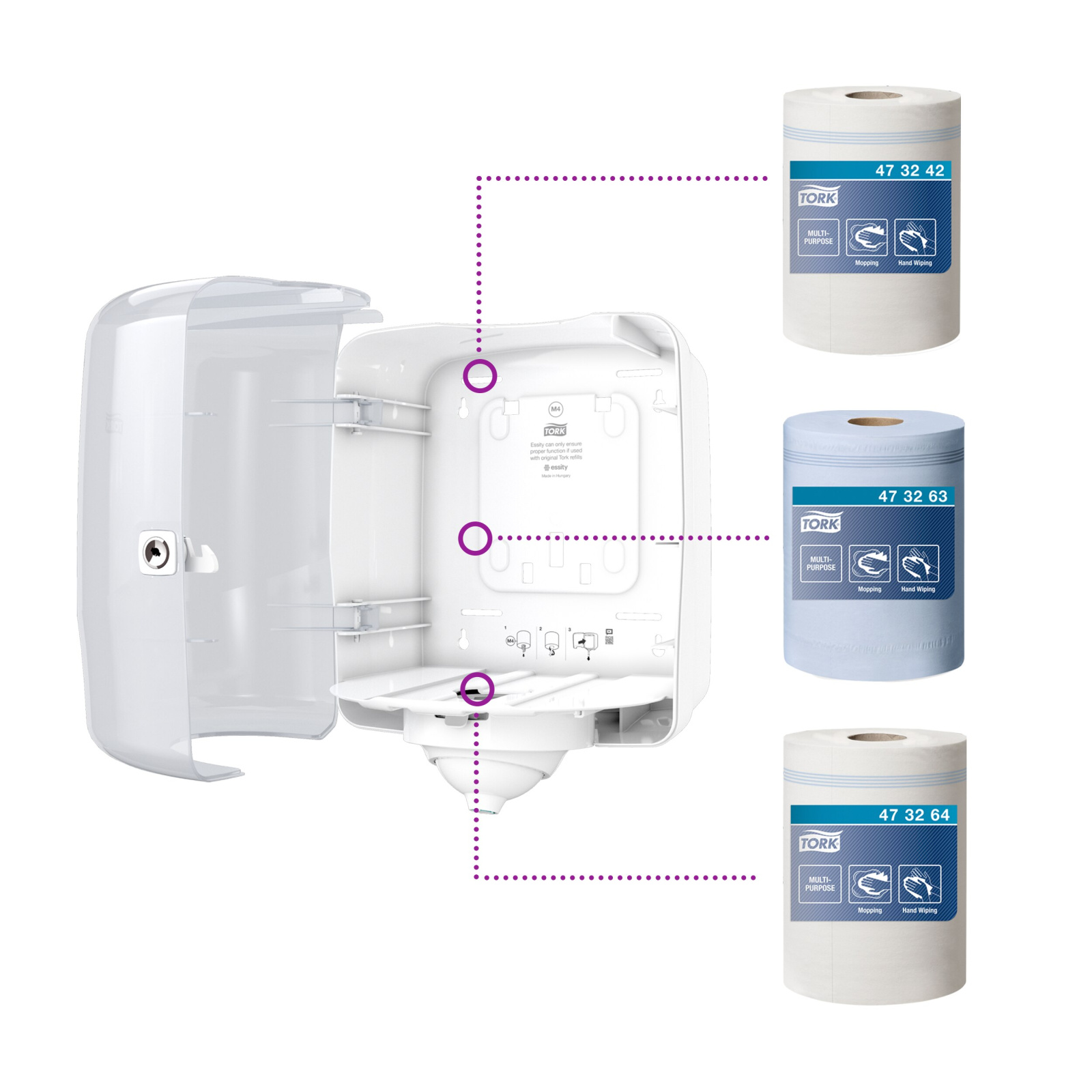 Диспенсер Tork Reflex Performance для рушників в рулонах з центральною витяжкою, білий