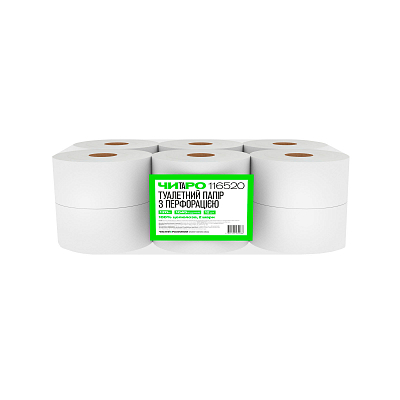 Туалетний папір ЧИТАРО в рулонах Mini Jumbo, білий, 2 шари, 120 м, 1045 відривів, 1 рулон