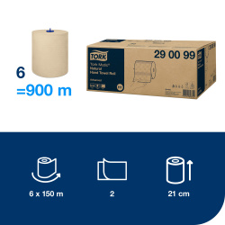 Рушники в рулонах Tork Matic Advanced, натурального кольору, 2 шари, 150 м, 600 листів, 1 рулон