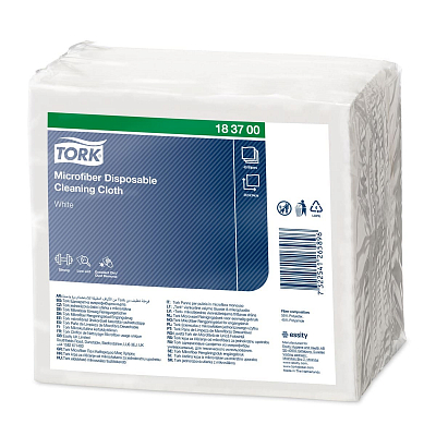 Серветки з мікрофібри Tork для прибирання, одноразові, білі, 340х295 мм, 40 шт