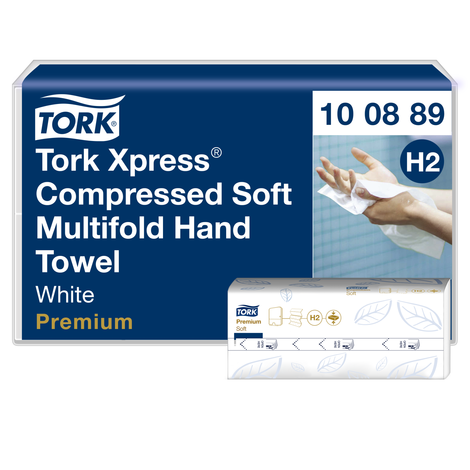 Листові вузькопанельні рушники Tork Xpress Premium Soft складання Multifold, білі, 2 шари, 21х24 см, 225 листів