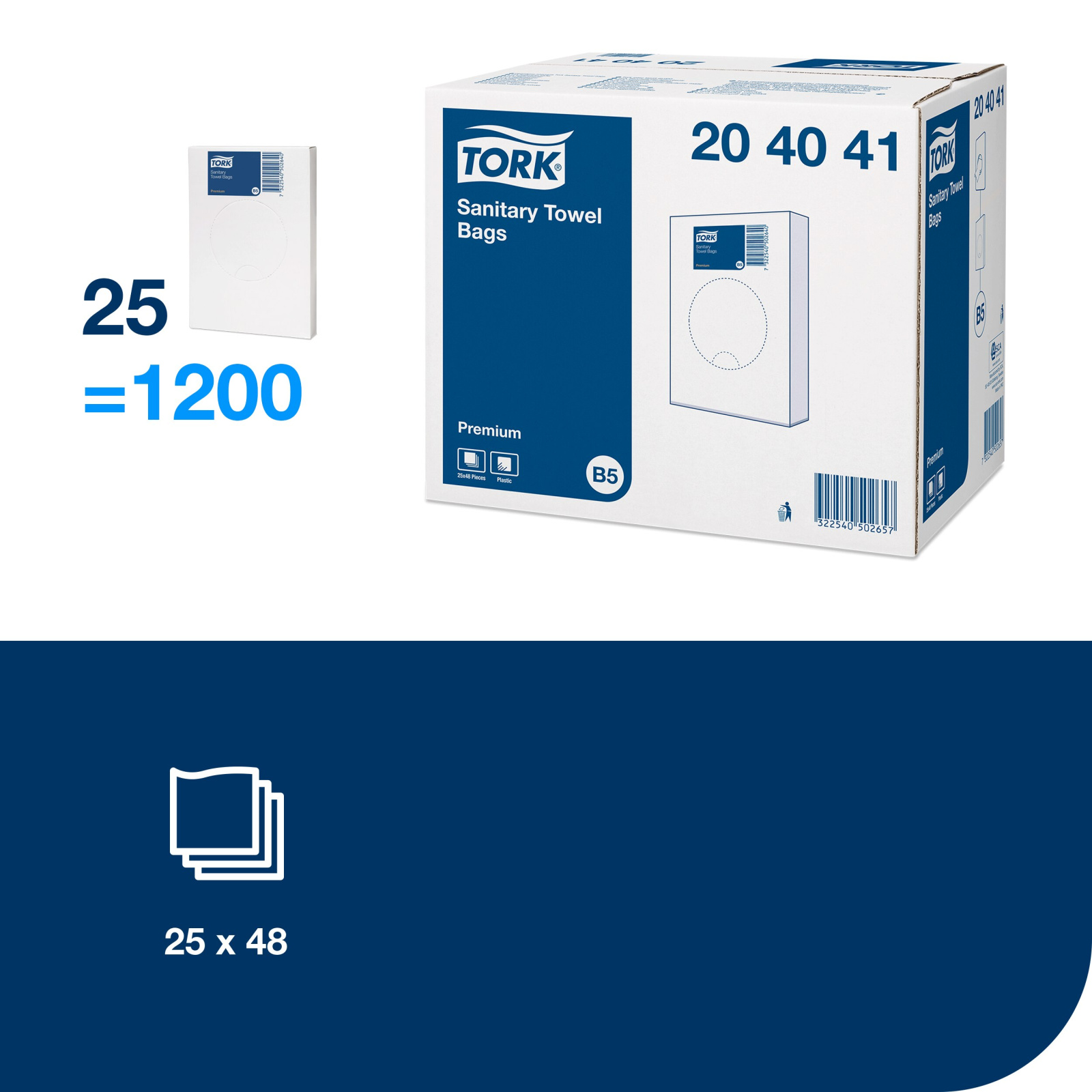 Гігієнічні пакети Tork Premium, білі, 25 шт