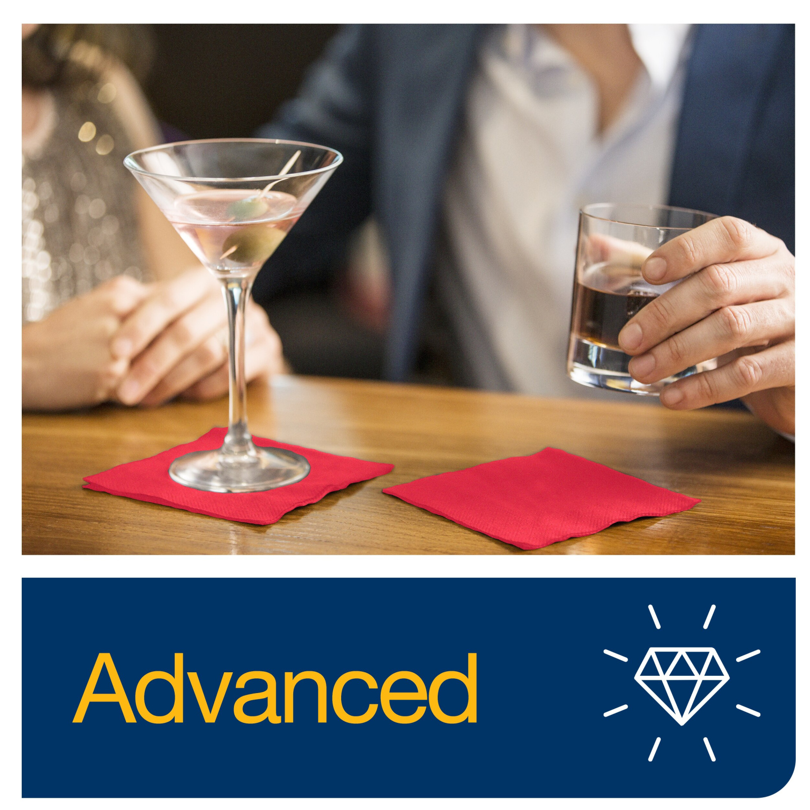 Коктейльні серветки Tork Advanced, червоні, 2 шари, 24х24 см, 200 шт