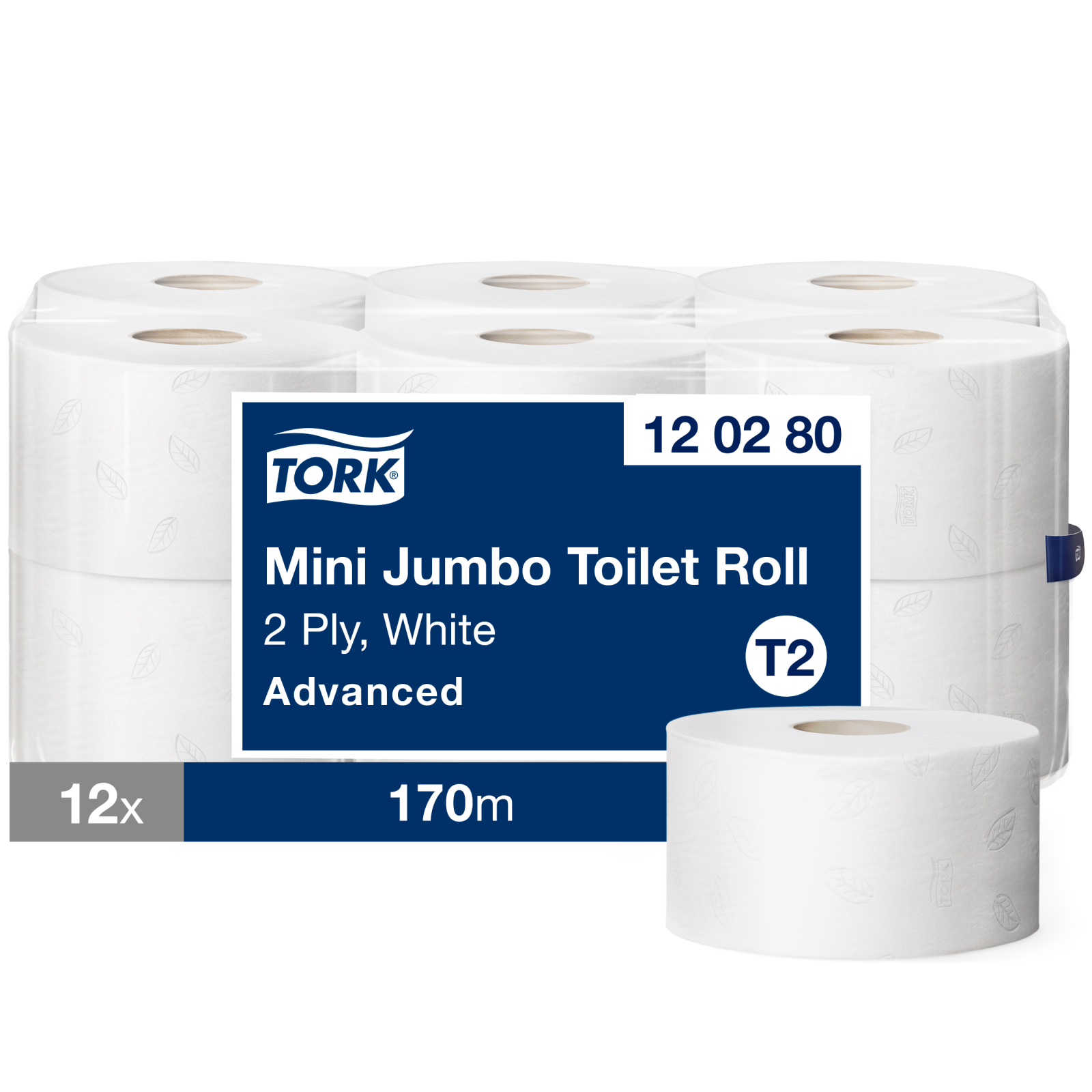 Туалетний папір Tork Advanced в рулонах Mini Jumbo, білий, 2 шари, 170 м, 1 рулон