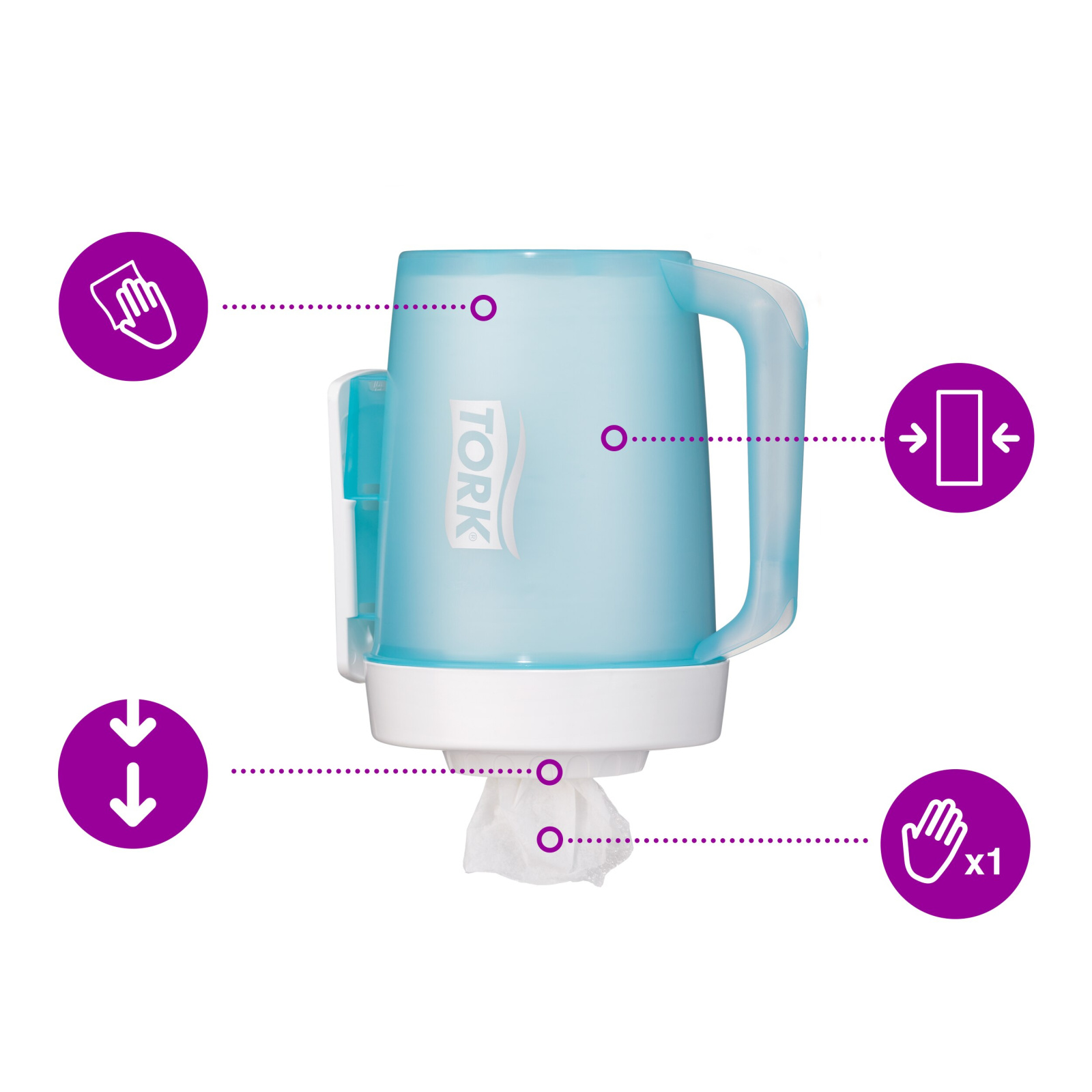 Переносний диспенсер Tork Performance Міні з центральною витяжкою, біло-блакитний
