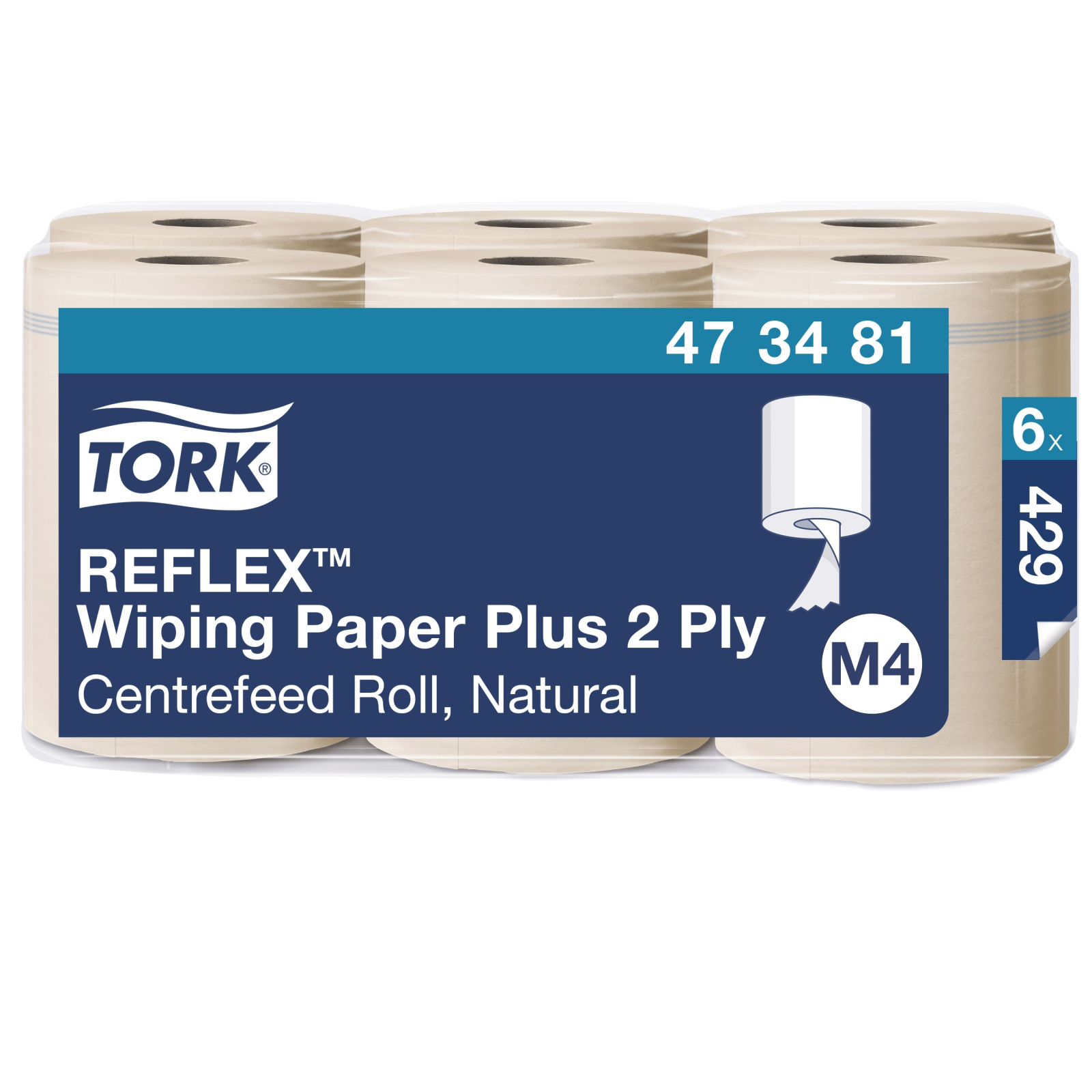 Рушники Tork Reflex Plus в рулонах з центральною витяжкою, натурального кольору, 2 шари, 150 м, 429 листів, 1 рулон