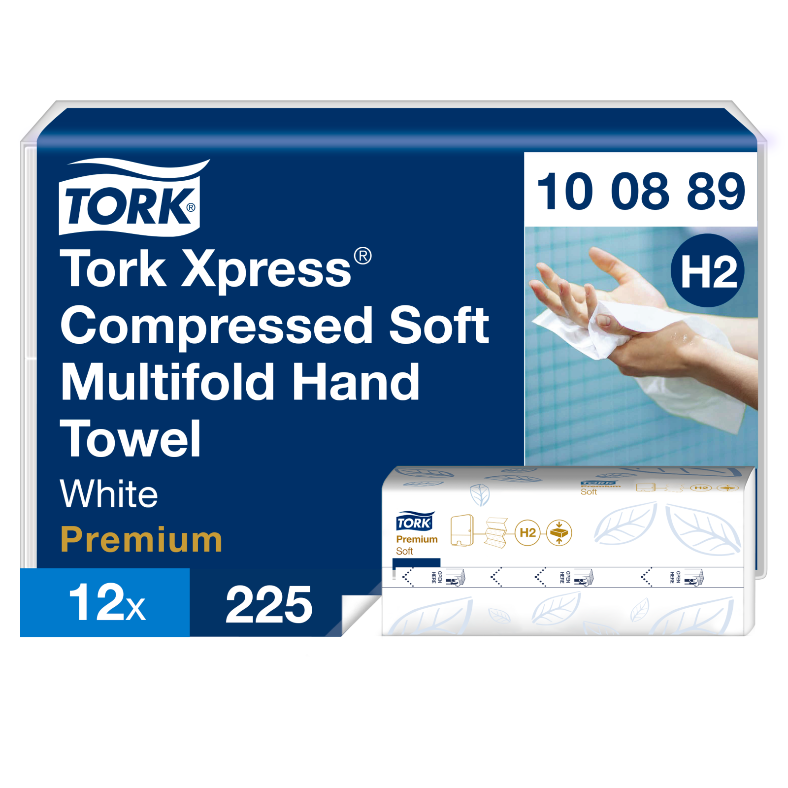 Листові вузькопанельні рушники Tork Xpress Premium Soft складання Multifold, білі, 2 шари, 21х24 см, 225 листів