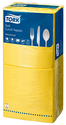 Обідні серветки Tork Advanced Soft, жовті, 3 шари, 33х33 см, 250 шт