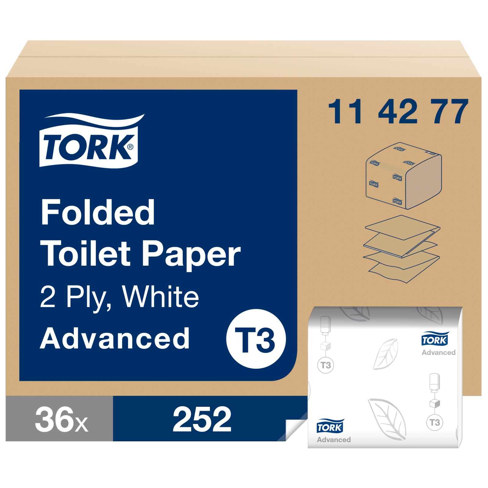 Листовий туалетний папір Tork Advanced, 2 шари, білий, 252 листа