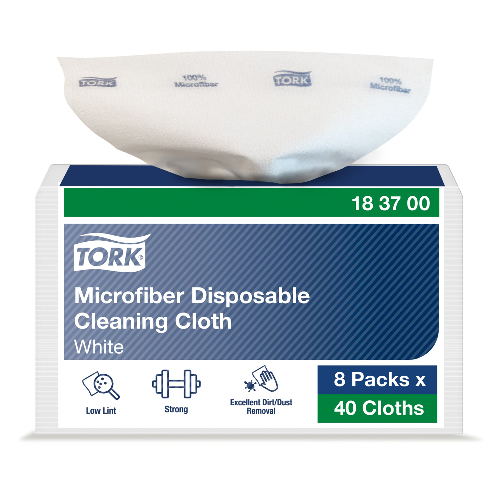 Серветки з мікрофібри Tork для прибирання, одноразові, білі, 340х295 мм, 40 шт
