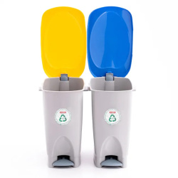 Корзина для сміття Jofel Ecobin з педаллю, біла з зеленою кришкою, 22 л