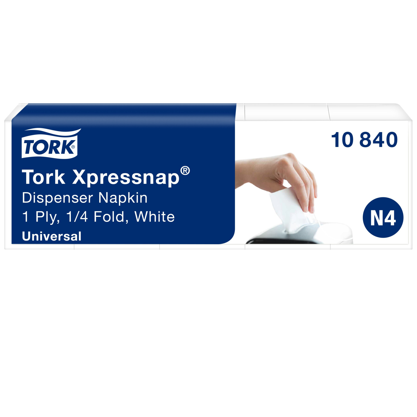 Серветки Tork Xpressnap Universal для диспенсера, білі, 1 шар, 1125 шт