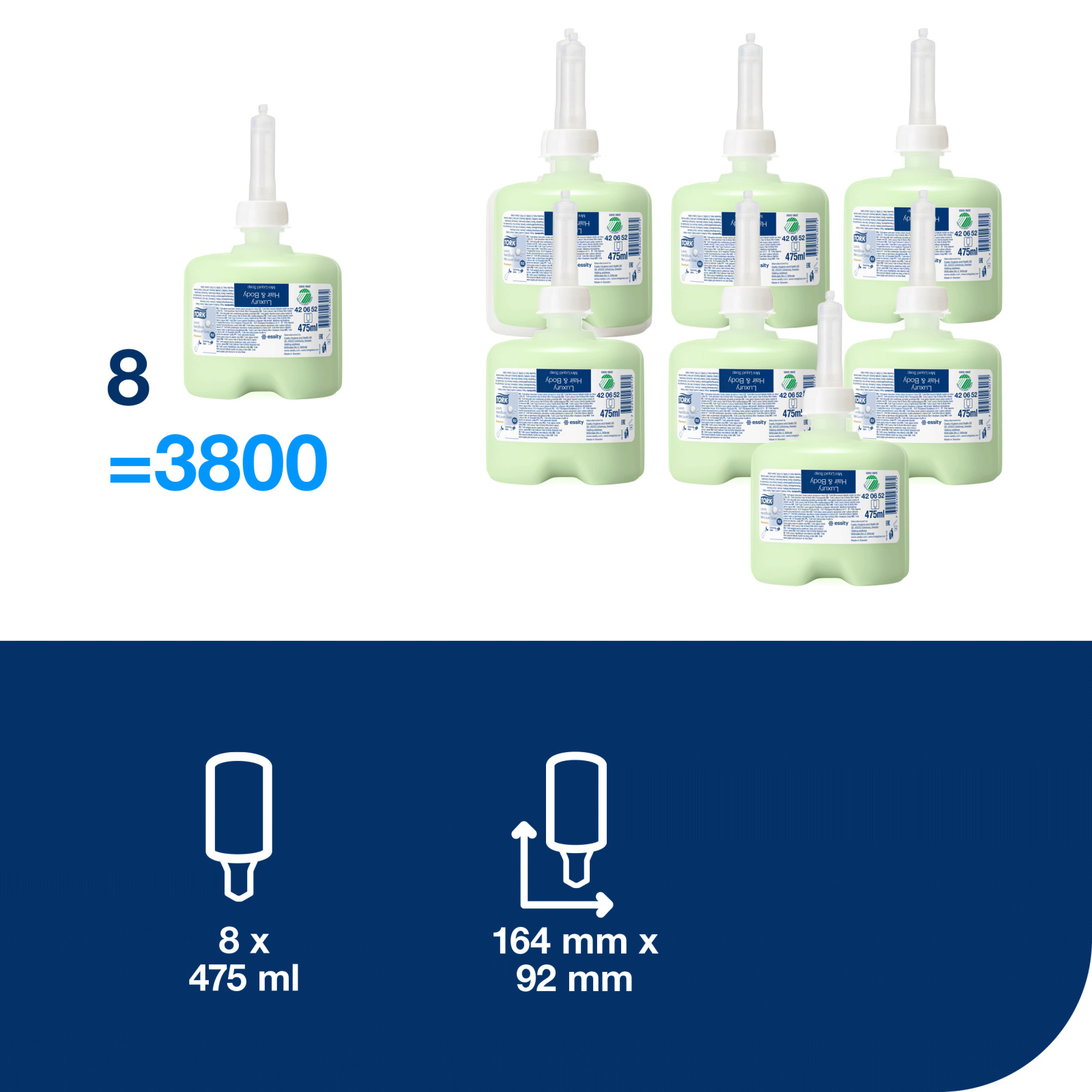 Рідке мило-шампунь Tork Luxury Premium Міні для тіла і волосся, 0,475 л, ≈ 475 порцій