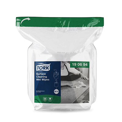 Вологі серветки Tork Premium для очищення поверхонь, 58 відривів, змінний блок до 190594