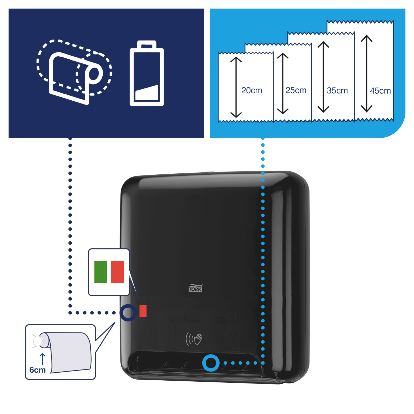 Диспенсер Tork Matic Elevation для рушників в рулонах з сенсором Intuition, чорний