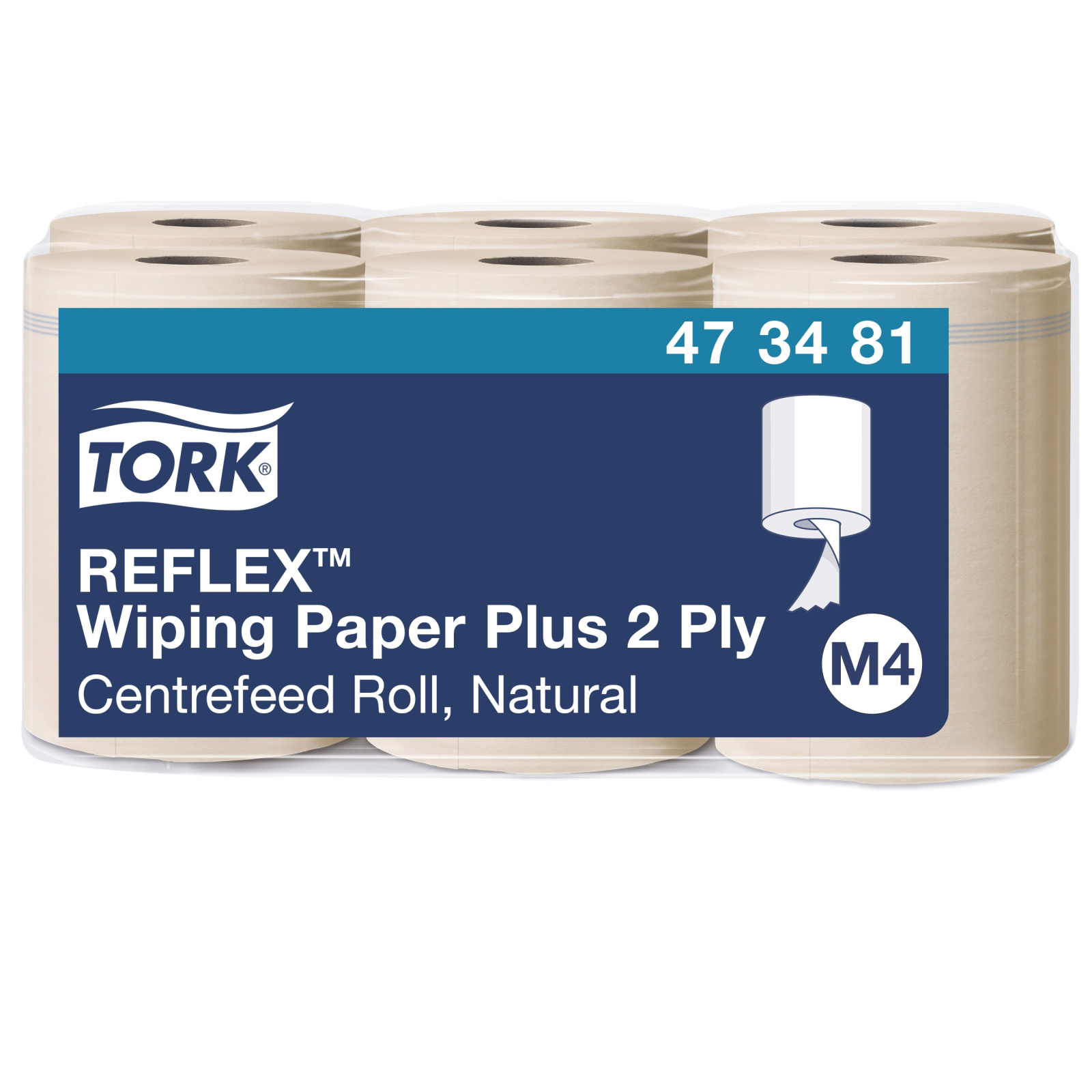 Рушники Tork Reflex Plus в рулонах з центральною витяжкою, натурального кольору, 2 шари, 150 м, 429 листів, 1 рулон