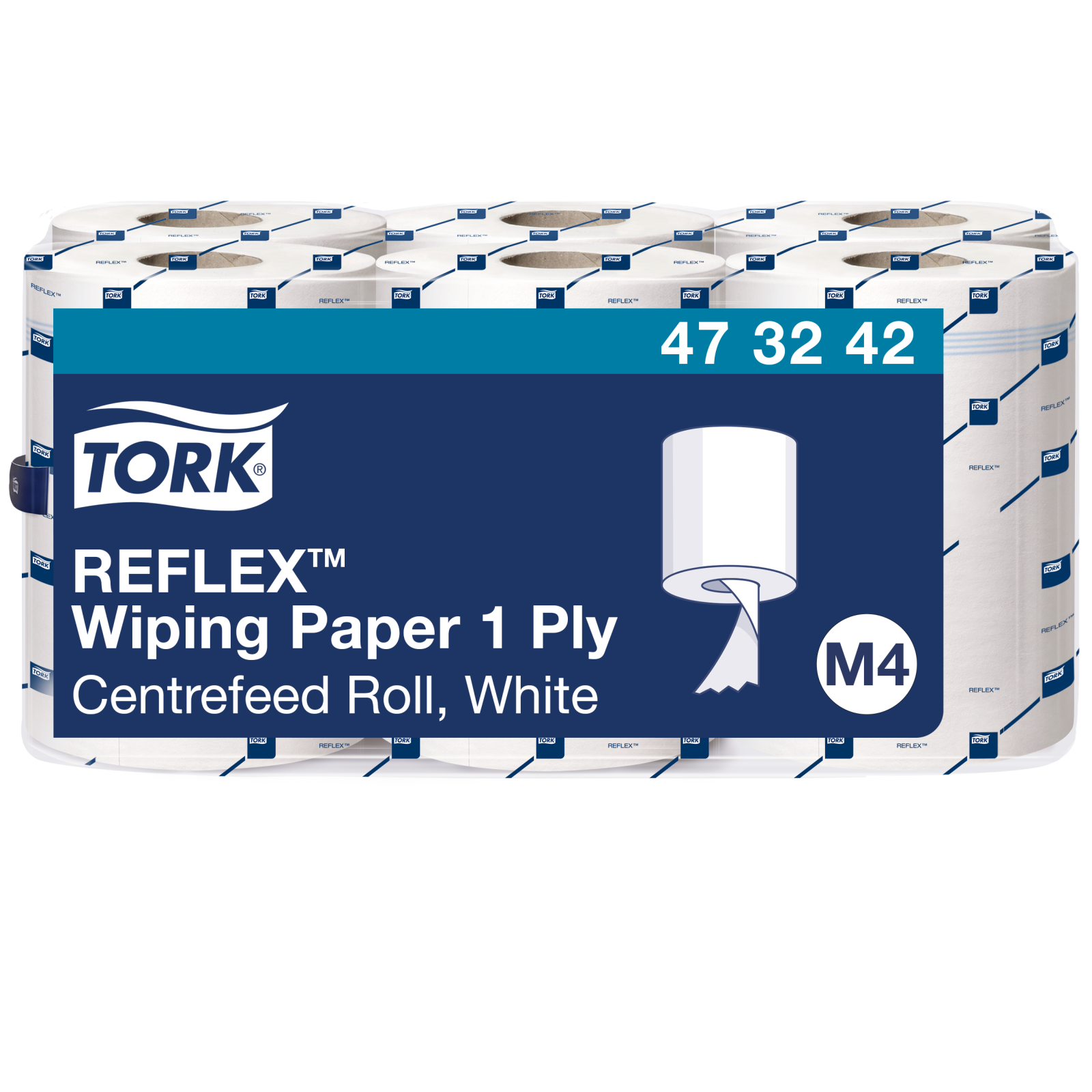 Рушники Tork Reflex в рулонах з центральною витяжкою, білі, 1 шар, 300 м, 857 листів, 1 рулон