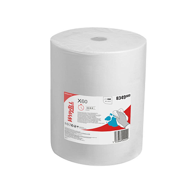Нетканий матеріал для протирання в рулонах Kimberly-Clark WypAll Х60, білий, 1 шар, 650 листів, 1 рулон