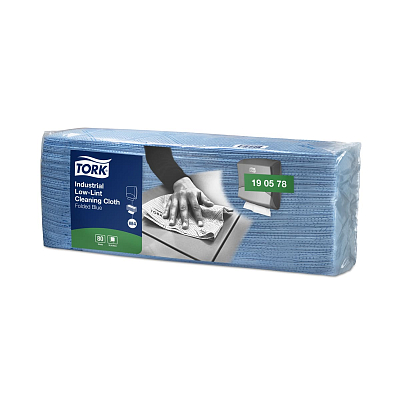 Безворсовий нетканий матеріал для протирання в серветках Tork Industrial Premium, блакитний, 80 листів