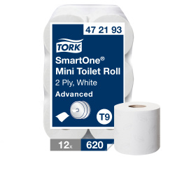 Туалетний папір Tork SmartOne Advanced в міні рулонах, білий, 2 шари, 111,6 м, 620 відривів, 1 рулон