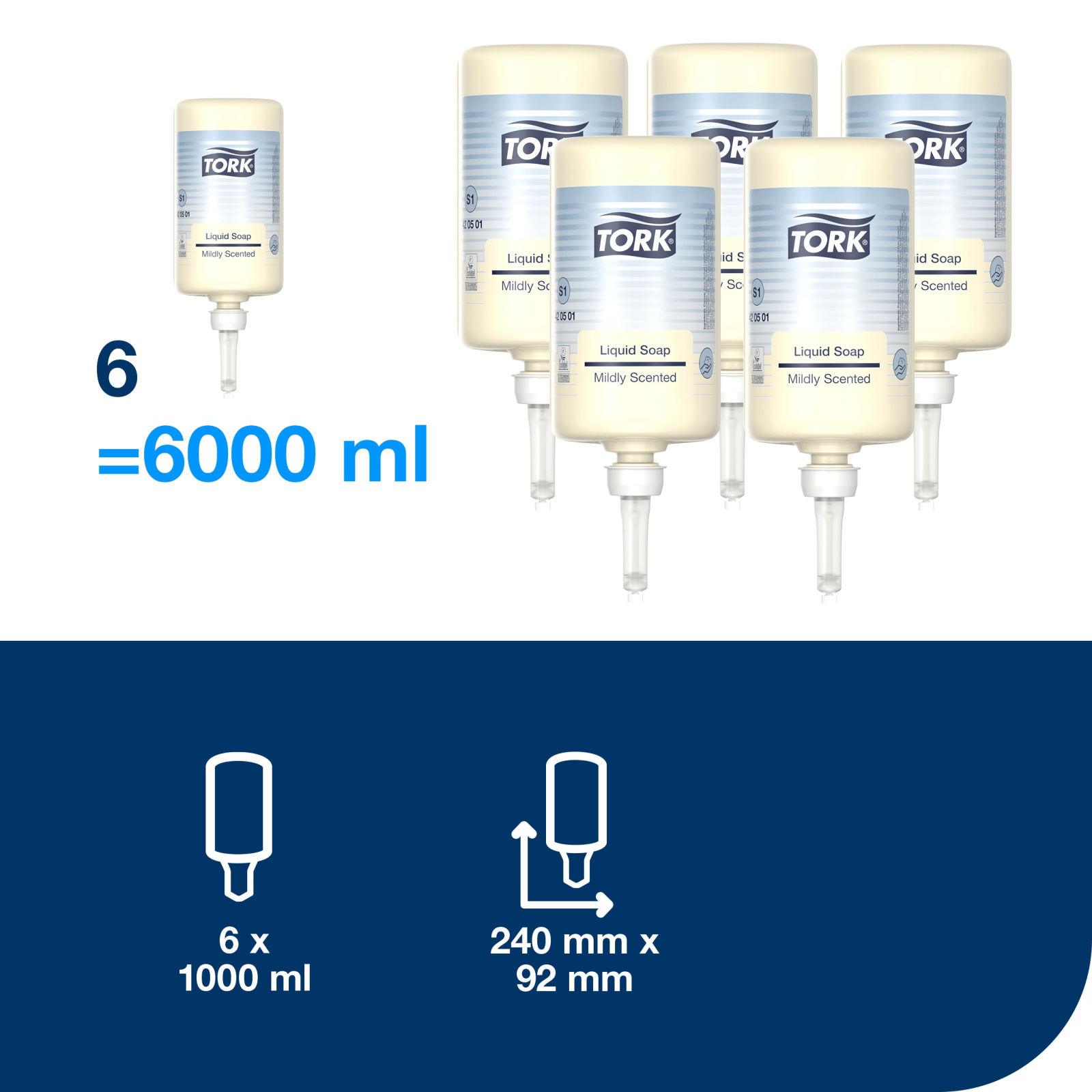 Рідке мило для рук Tork Premium, м'яке, 1000 мл, ≈ 1000 порцій
