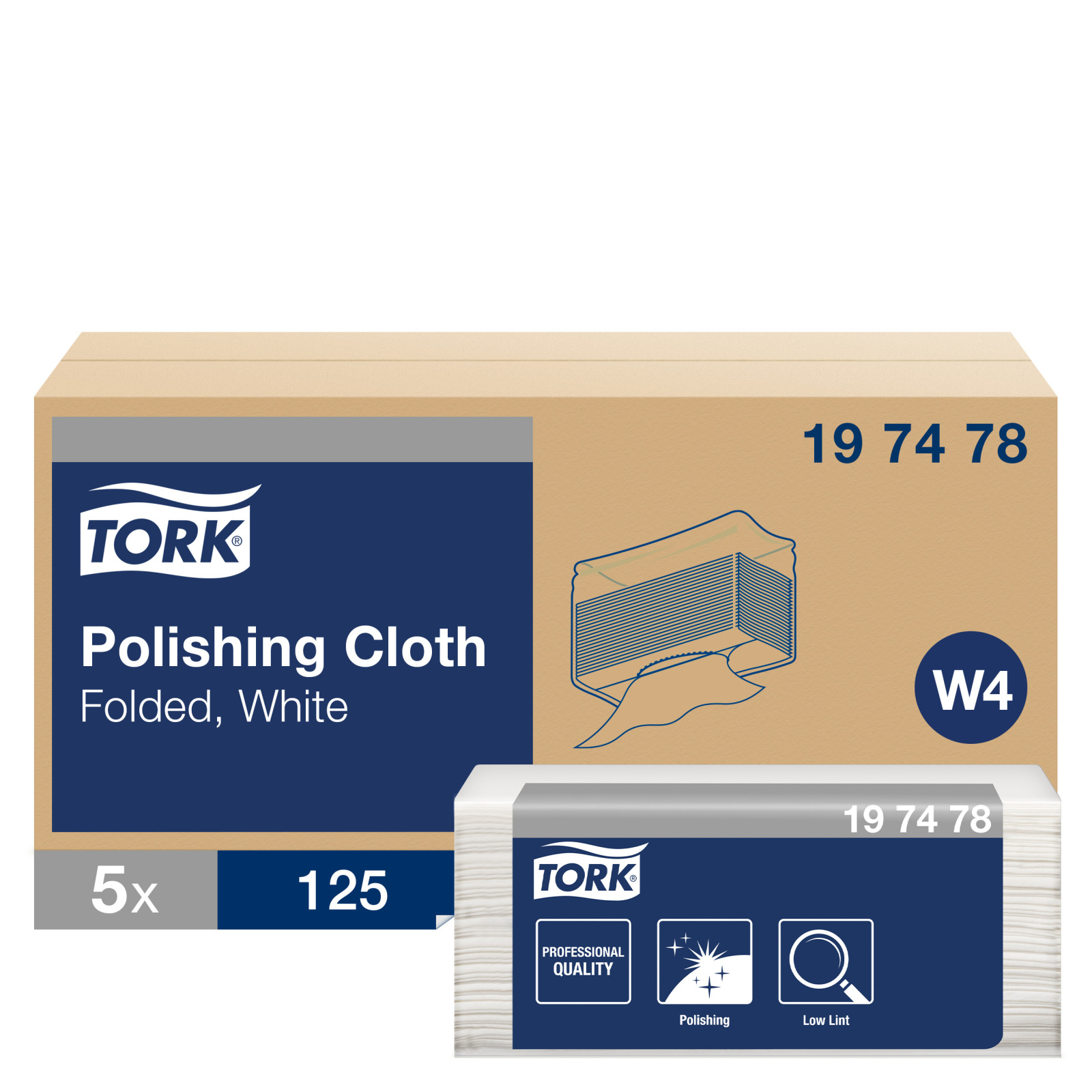 Нетканий матеріал для полірування Tork Premium в серветках, білий, 125 листів