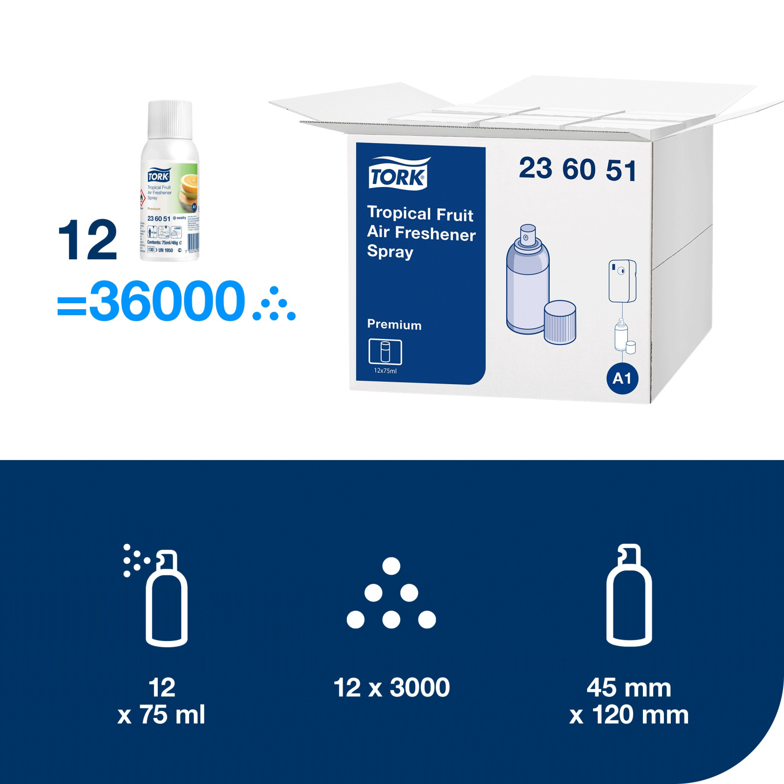 Аерозольний освіжувач повітря Tork Premium з фруктовим ароматом, 75 мл, 3000 порцій