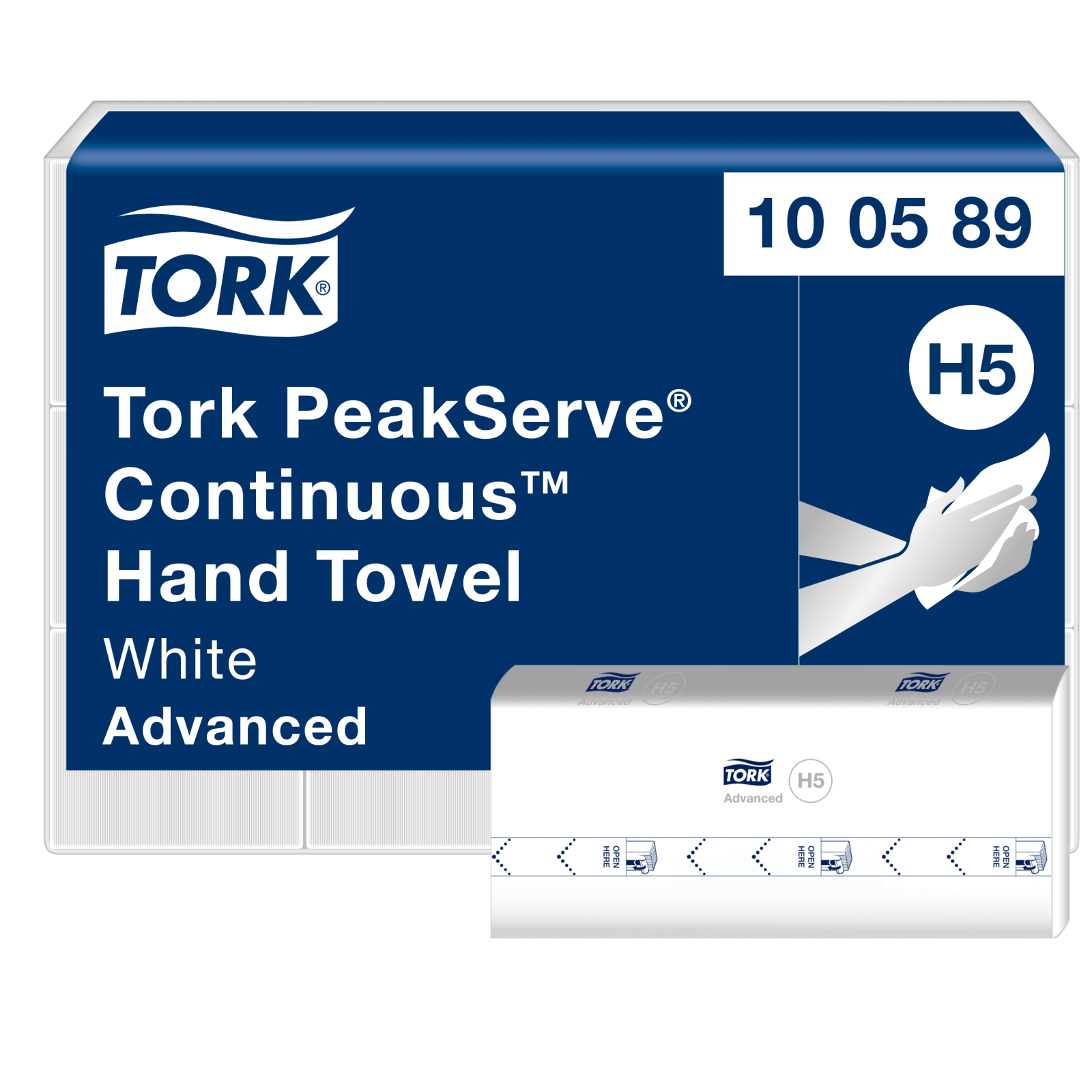 Листові вузькопанельні рушники Tork PeakServe Advanced з безперервною подачею, білі, 1 шар, 270 листів