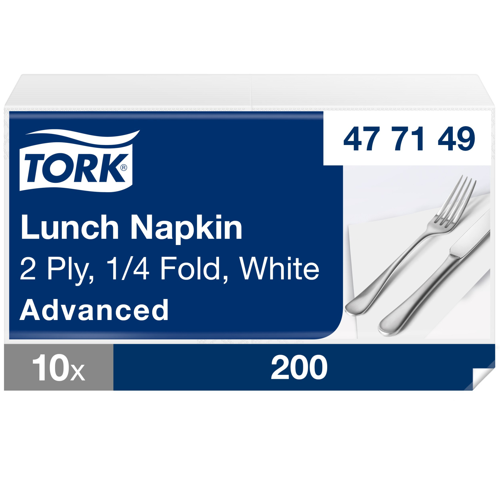 Обідні серветки Tork Advanced, білі, 2 шари, 33х33 см, 200 шт