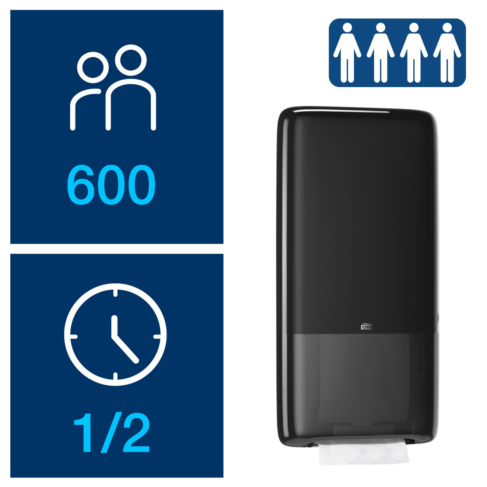 Диспенсер Tork PeakServe Elevation для листових рушників з безперервною подачею, чорний